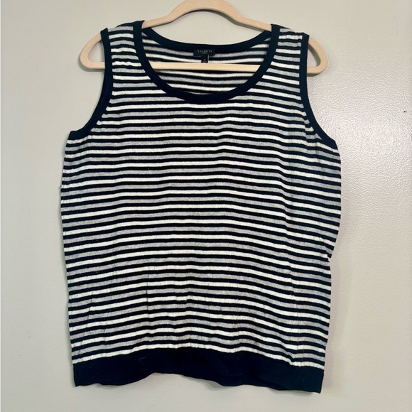 Talbots Black/Gray/Off White Sleeveless Striped Sweater Tank Top - Picture 1 of 4